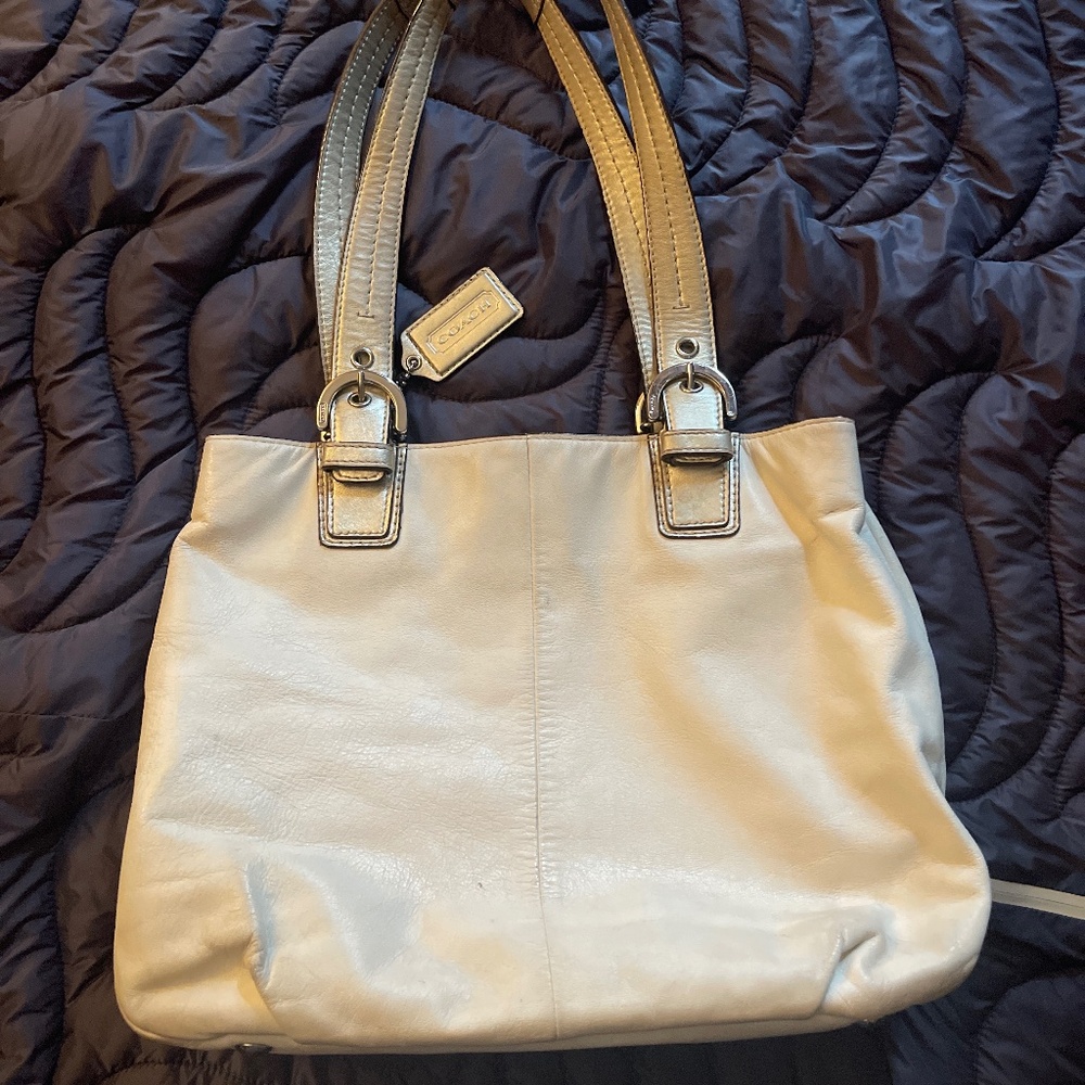 Off white leather coach purse